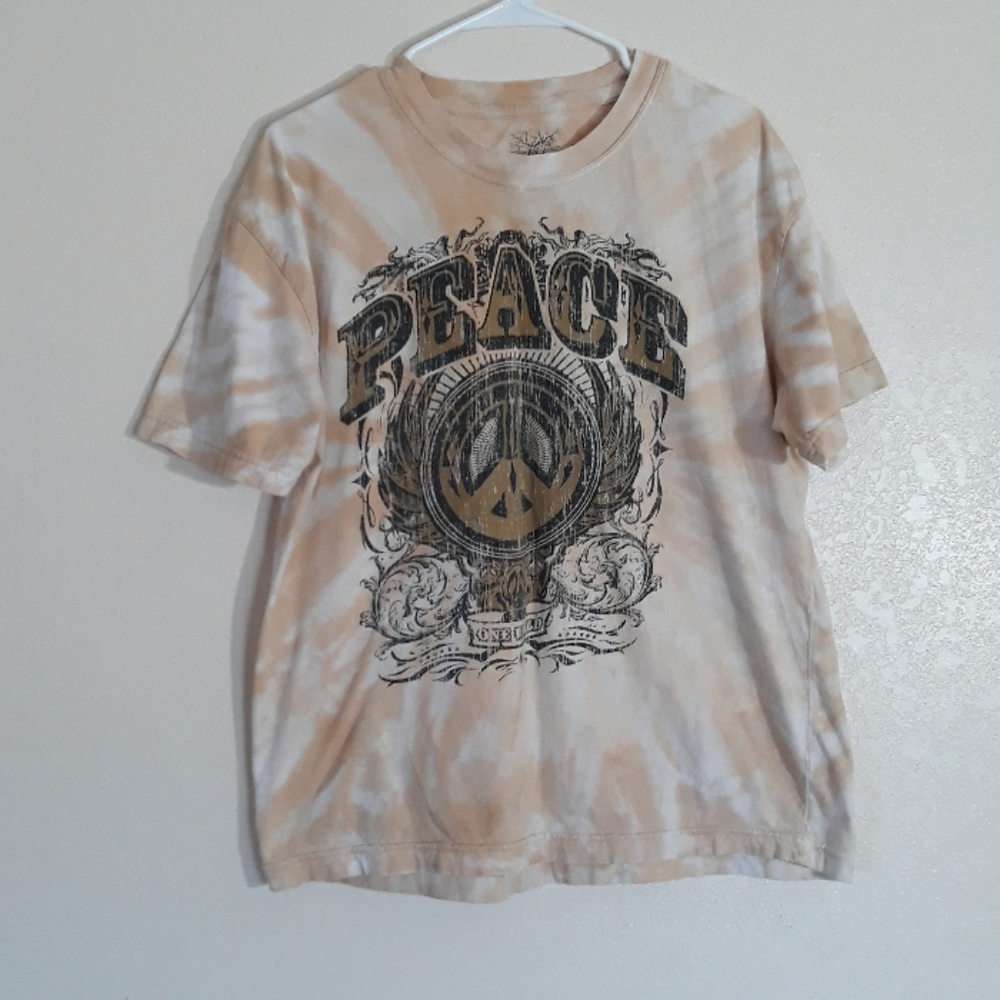 Womens distressed tie dyed Peace tshirt